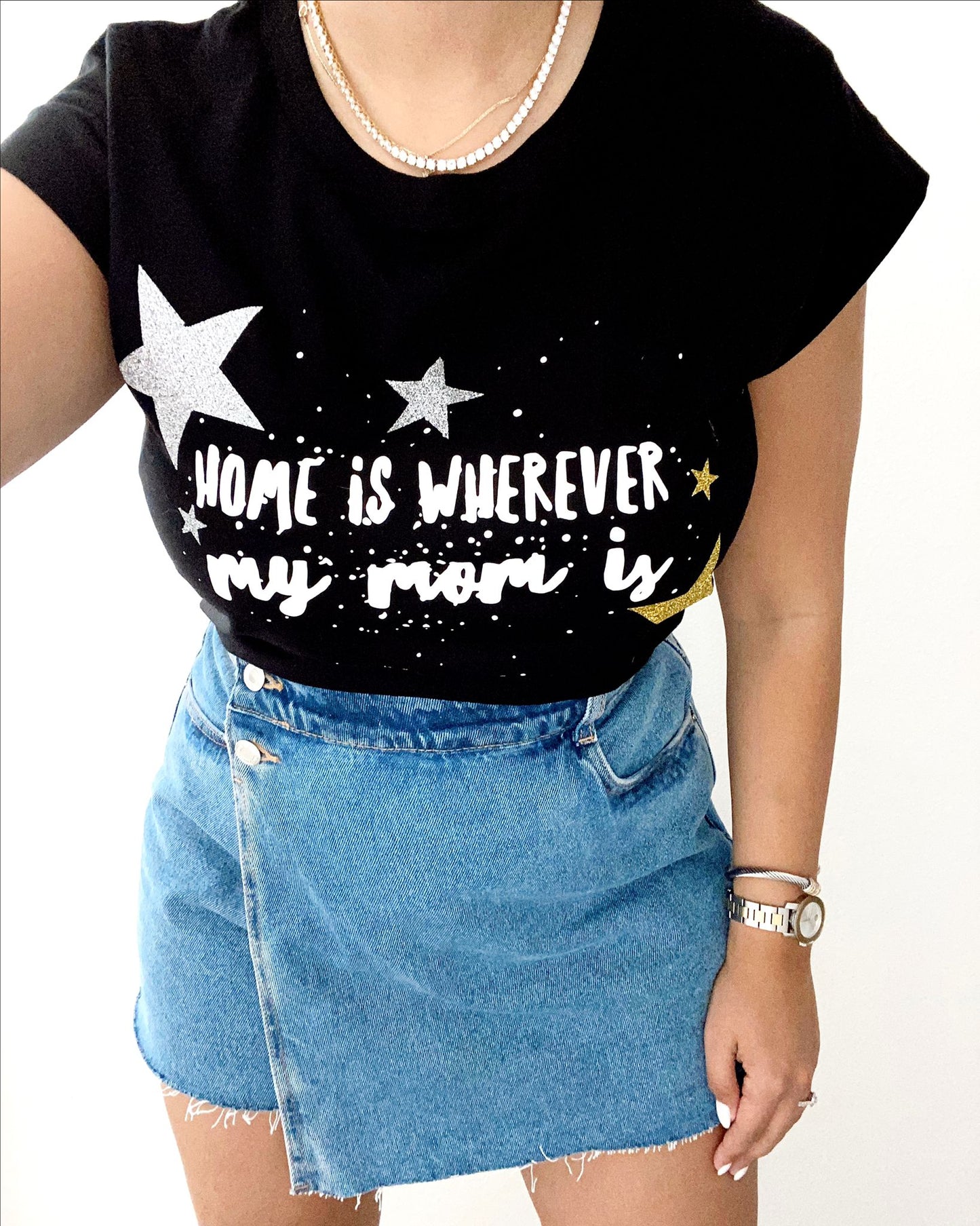 Mom Black T-Shirt Short