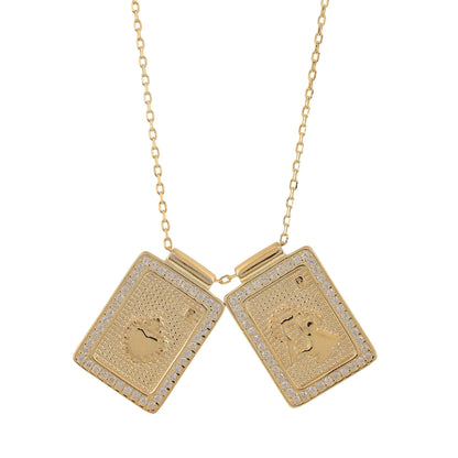 'SCAPULAR' • Virgin & Sacred Heart with Zircons