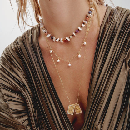 'SCAPULAR' • Virgin & Sacred Heart with Zircons