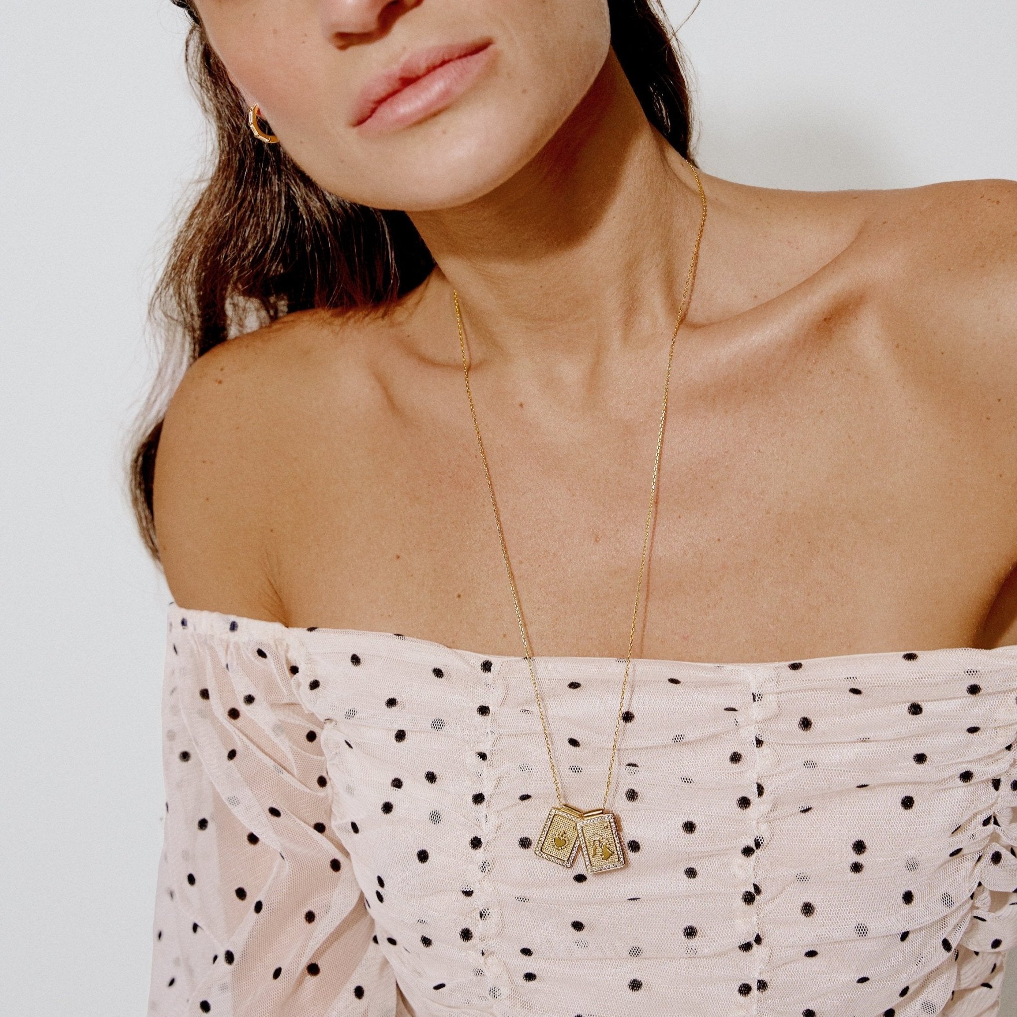 'SCAPULAR' • Virgin & Sacred Heart with Zircons
