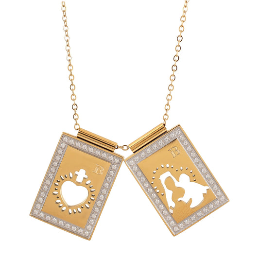 'SCAPULAR' • Virgin & Sacred Heart -Zirconias-