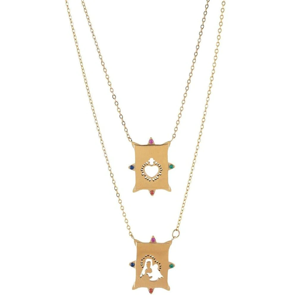 'TWO' Layer Scapular • Virgin & Sacred Heart